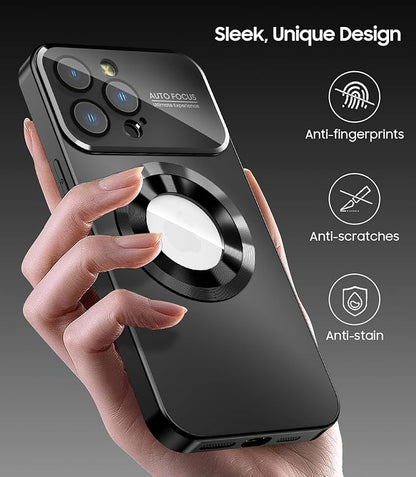 Magnetic for iPhone 12 Pro Case, Compatible with MagSafe, Built-in Camera Lens Protector, Logo View, Military Grade Drop Proof Phone Case Cover, Black