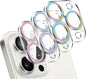 LucBuy 3PCS Sparkling Camera Lens Protector for iPhone 14 Pro/iPhone 14 Pro Max, Full Clear Acrylic Cover with Shiny Colorful Glitter Designed Decoration Back Camera Protector