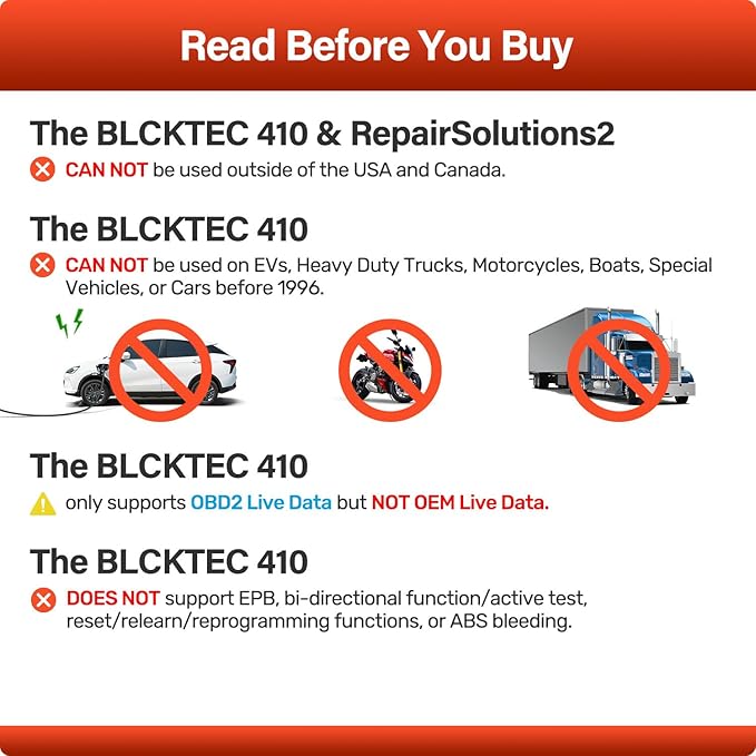 BLCKTEC 410 Bluetooth OBD2 Scanner for iPhone & Android, No Subscription Fee, OBDII Car Code Reader, Diagnose Check Engine Light, Supports OBD2 Compliant Vehicles 1996 and Newer