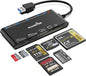 xD-Picture Card Reader USB 3.0, Multi-Card Reader for xD/CF/MS/SD/TF, 7-in-1 Memory Card Reader/Adapter for Windows, Mac, Linux (USB-A)