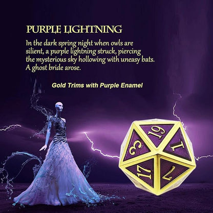 Haxtec D&D Metal Dice Set Gold Purple DND Dice Compatible with Dungeons and Dragons Gifts RPG Roleplaying Dice