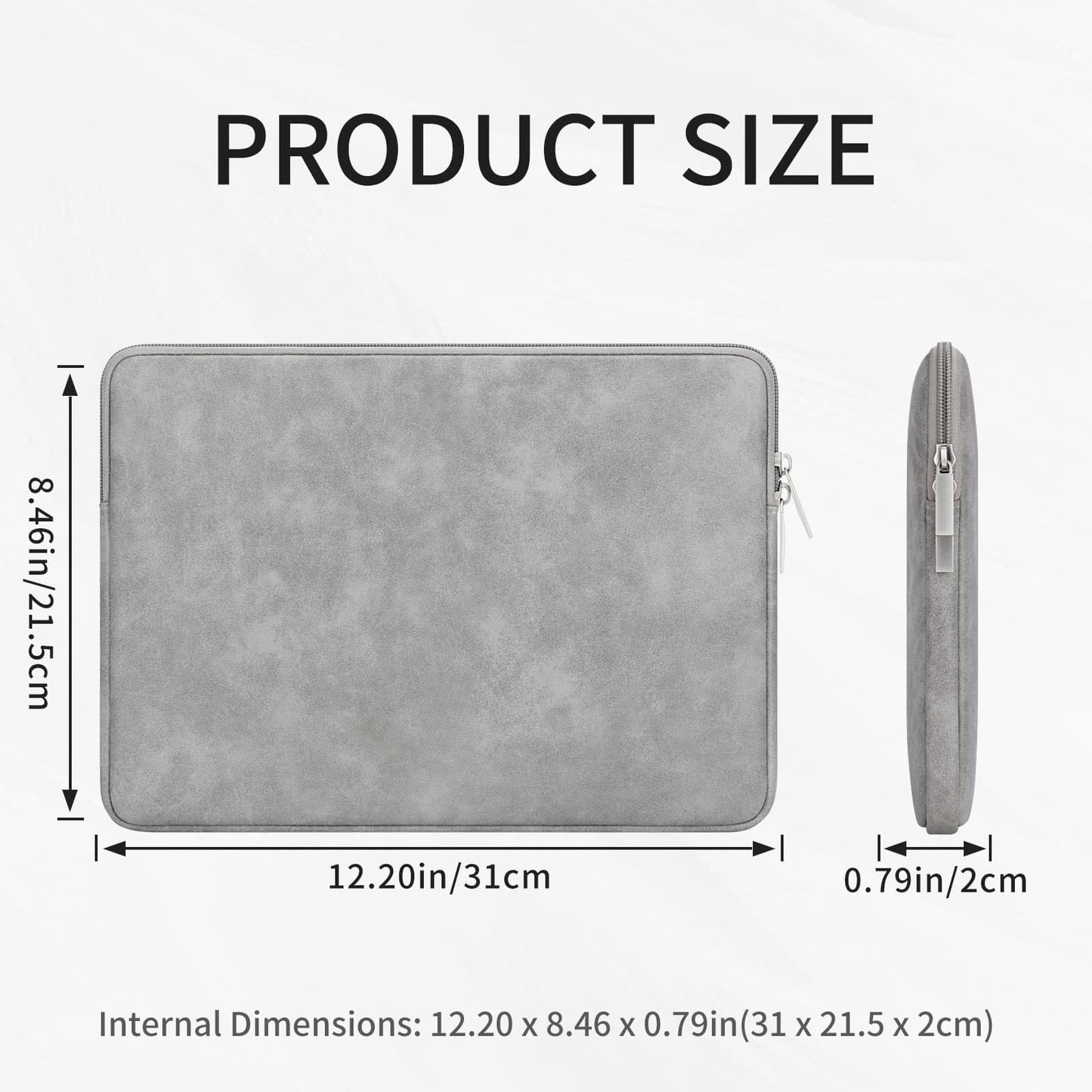 RAINYEAR 11 Inch Laptop Sleeve PU Suede Leather Case Padded Cover, Gray