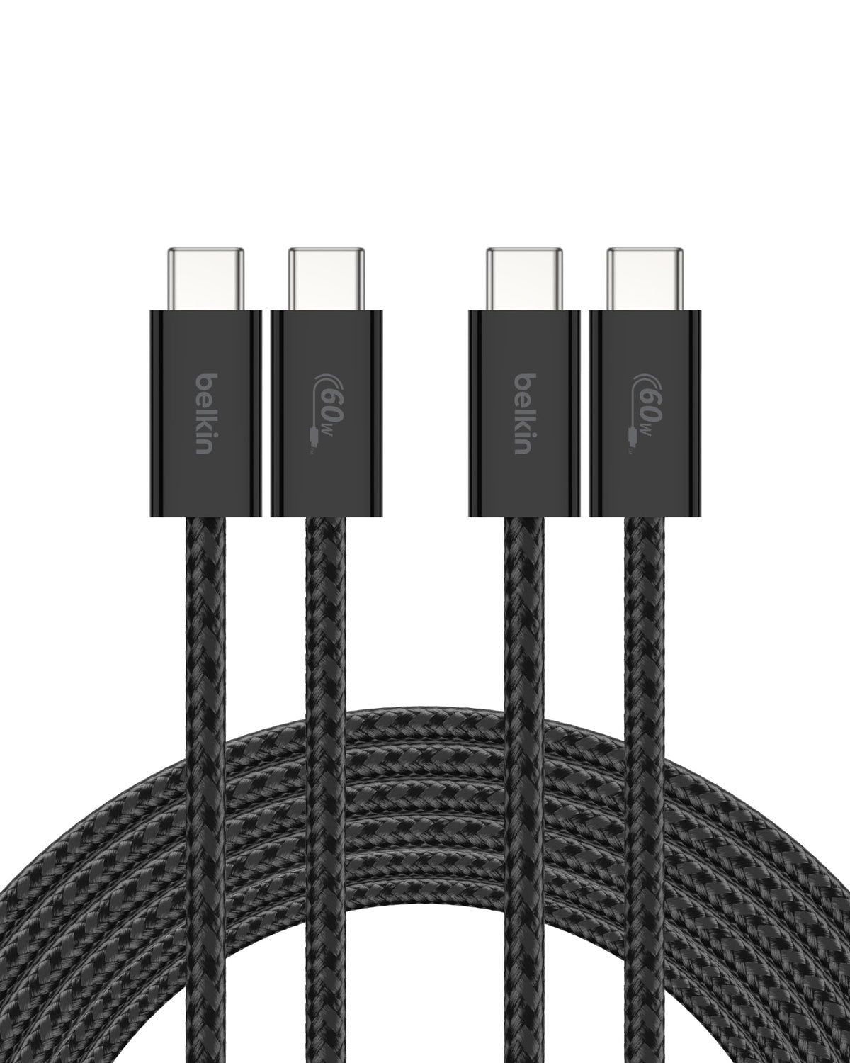 Belkin USB C to USB C 60W Braided Cable 2 Pack, 6.6ft iPhone Charger Cord