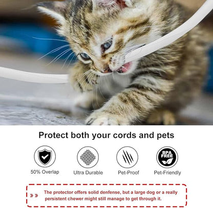 Secbolt Cord Protectors from Pets No Chew, 10ft - 3/8 inch Ultra Durable Cord Covers for Pets, Bite-Resistant Cable and Wire Protector for Cats, Dogs, Rabbits - White