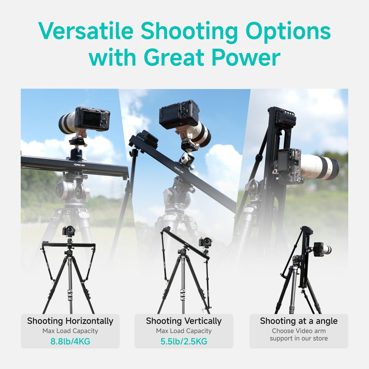 Accsoon Toprig Motorized Camera Slider, Wireless DSLR Video Slider with Button/APP Control, Time-Lapse/Loop Mode, Speed Knob, 120° Panoramic Shooting, Compatible with GoPro, Camera-24inch Video Slider