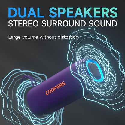 Portable Bluetooth Speaker, Wireless Bluetooth Speaker with Clear Loud Stereo Sound, IPX5 Waterproof Speakers with RGB Lights, BT5.3, Long Playtime, TWS Pairing for Home Outdoor Party Beach Travel