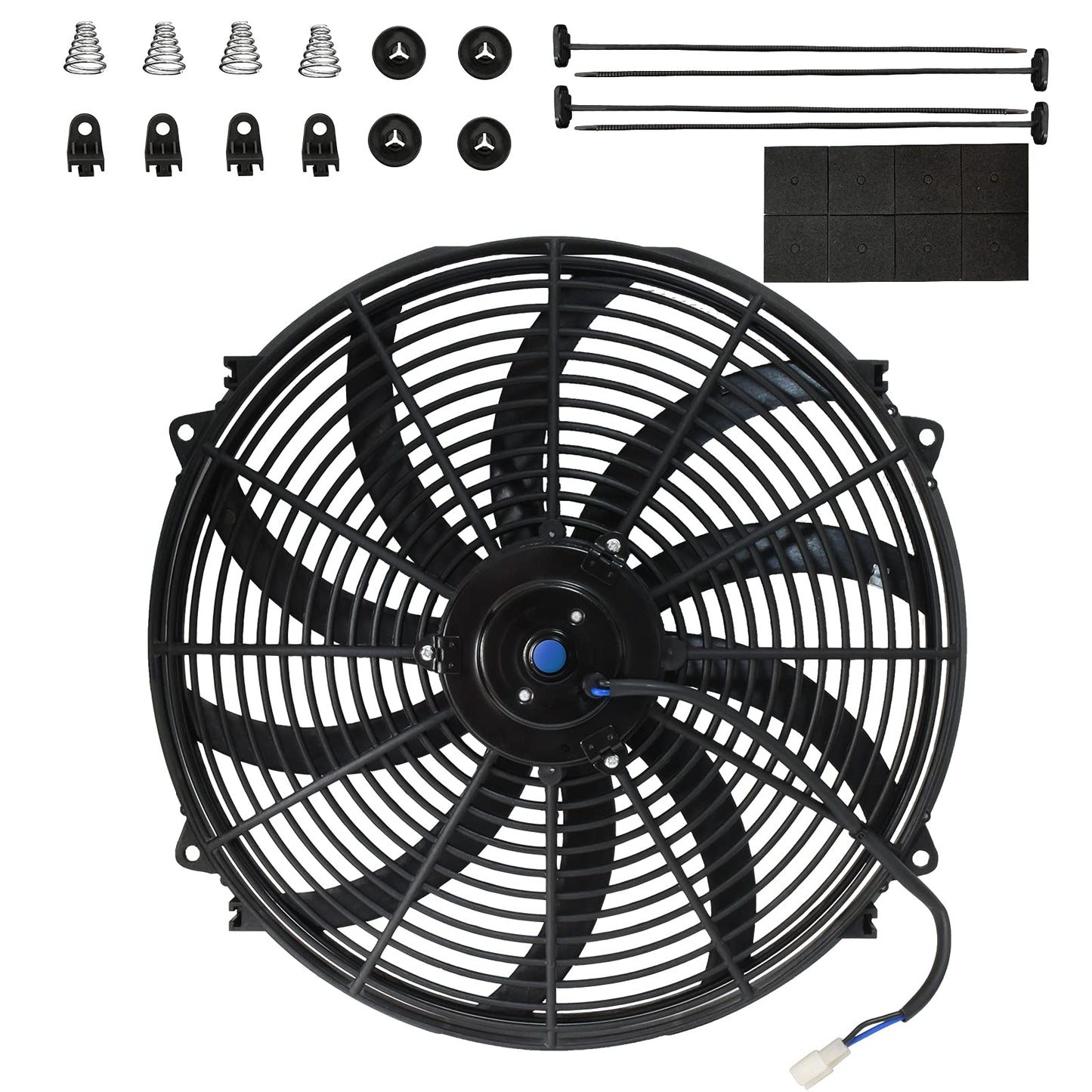 MuHize 16 Inch Radiator Cooling Fan 12V 120W Push/Pull Electric Fan Kit