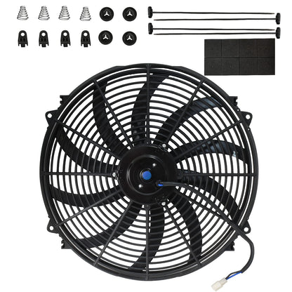 MuHize 16 Inch Radiator Cooling Fan 12V 120W Push/Pull Electric Fan Kit