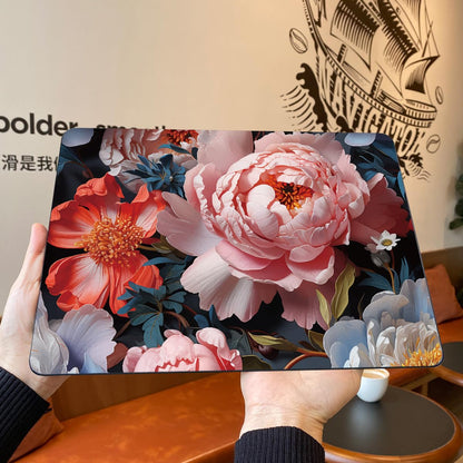 Teryeefi Compatible with MacBook Air 13.6 inch Case M2 M3 M4 M5 Release 2022 2023 2024 2025 2026,Model A3449 A3240 A3113 A2681,Design Slim Cover+Keyboard Cover+OTG Adapter, Colorful Peonies