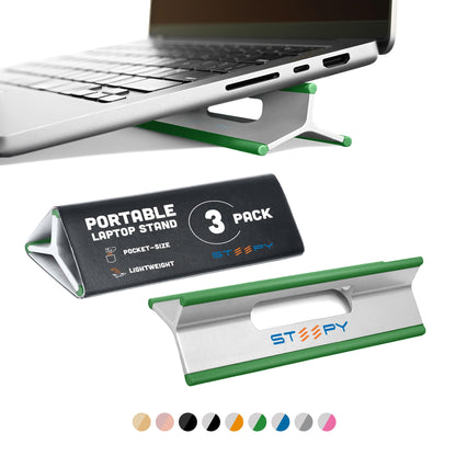 Steepy Portable Laptop Stand for Desk 3 Heights Computer Stand for Laptop Riser – Ergonomic Soporte para Laptop Base – Computer Holder & Elevated Lifter for Travel, Home Office, Projector Riser or DJ