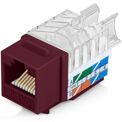 Everest 45 Degree RJ45 Cat6 Keystone Jacks Slim Profile 50-Pack Red