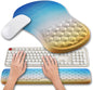 Hokafenle 2 in 1 Ergonomic Mouse Pad Wrist Support & Wrist Rest for Computer Keyboard Set, with Relieve Carpal Tunnel Pain Massage Bulge and Full Memory Gel Design (2In1 Set, Sand Color)