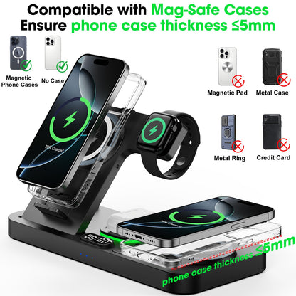 Dual Phone Foldable Wireless Charging Station for Apple Devices