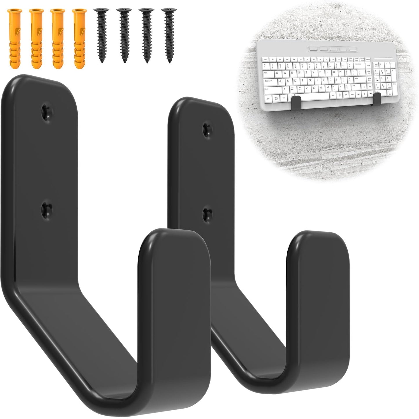 Appacare 2-in-1 Keyboard Wall Mount - Metal Hanger with Adhesive & Screws, Fits Mechanical Keyboards Up to 3cm Thick