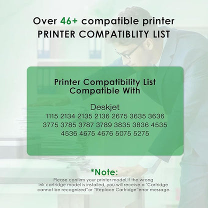 664XL Ink Cartridge Replacement for 664 664XL 664 XL Ink Cartridges Black and Color for DeskJet Ink Advantage 1115 2135 2138 3635 3636 3638 4535 4536 4538 4675 4676 4678 Printer Ink 2 Black