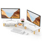 AFOOYO Dual Monitor Stand Riser, Wing-Shaped Sturdy Desktop Wood Stand for 2 Monitors, White Riser for Laptop, PC, Computer