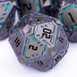 Metal DND Sci-fi Dice Set 7PCS Stripe Polyhedral Dice for Dungeons Dragons RPG Role Playing Game, Glitter D and D Dice with Gift Box D6 D8 D10 D12 D20 (Black&Green Purple)