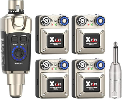 Xvive U45R4 Wireless in-Ear Monitor System Set with One Transmitter and Four Receivers