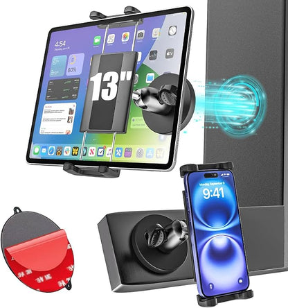 Metal iPad Magnetic Mount for Tractor/Golf Cart/Forklift/Vehicles/Gym/Fridge/Metal Surface, Magnetic Tablet Holder Mount Compatible with 4-13" iPad Pro, Air, Mini, Galaxy, Phone