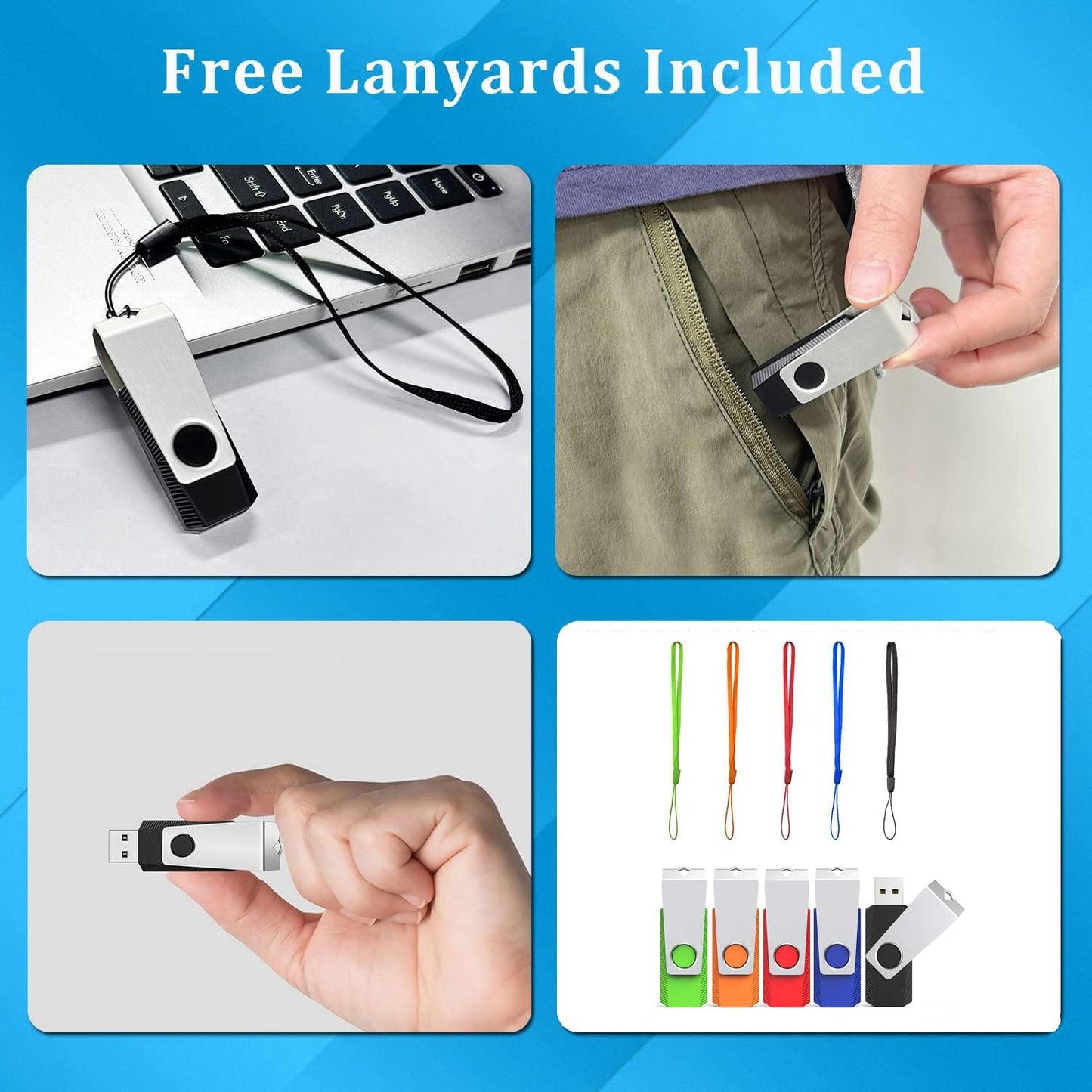 8GB Flash Drive 10 Pack, Wooolken USB 2.0 Thumb Drives Memory Stick