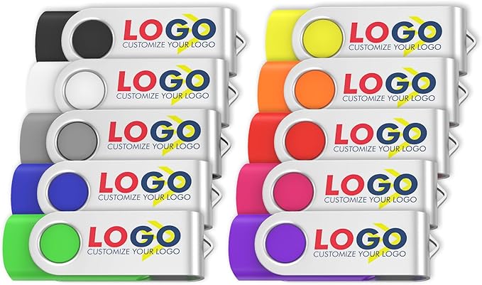 ABLAZE Personalized USB 16GB Flash Drive 10 Pack, USB 2.0 Custom Thumb Drives Personalized Pendrive Memory Stick (Mixcolors)