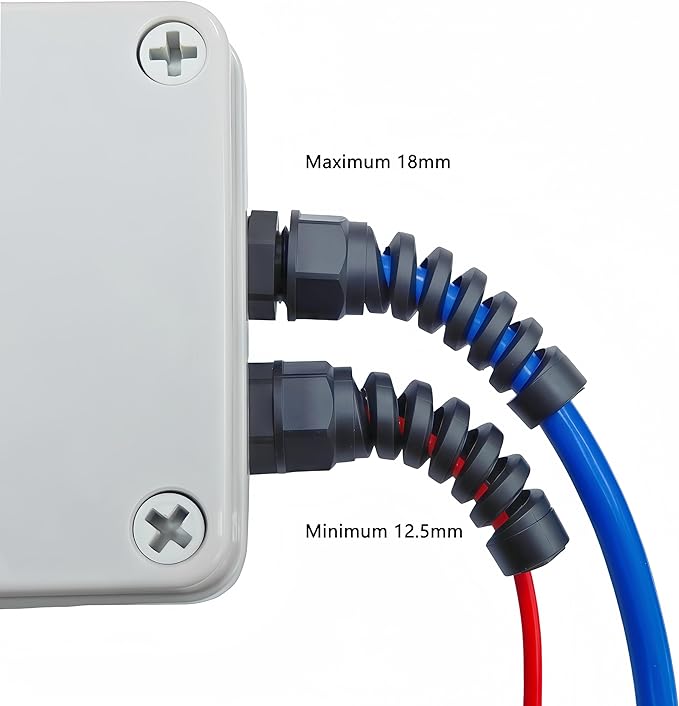 4 Pcs Waterproof Cable Gland,PG21(NPT 3/4) Thread(12.5-18mm),waterproof wire grommet Strain Relief Cord Connectors,Suitable for Various Electrical Installations ，Made of PA66 Material,
