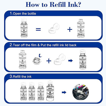 Pristar 8 Pack 32XL 31 Ink Compatible with HP 31 32XL Ink Bottle Set Replacement with HP Smart Tank 6001 5101 651 5000 7301 7001 7602 5102 Plus 551 455 457 450 (165 ML 32XL Black, 100 ML 31 CMY