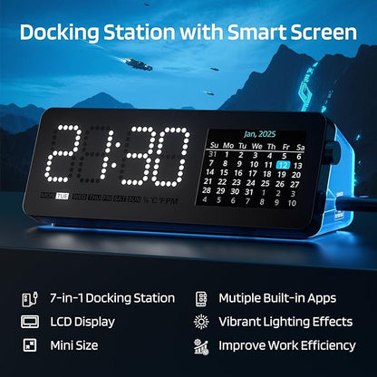 LTC Laptop Docking Station, 7-in-1 USB C Hub with Screen, Multiple Built-in Apps, Multiport Adapter with HDMI 4K@60Hz, 90W Power Delivery, USBC & USBA Data Ports, Dongle for MacBook, Dell, and More