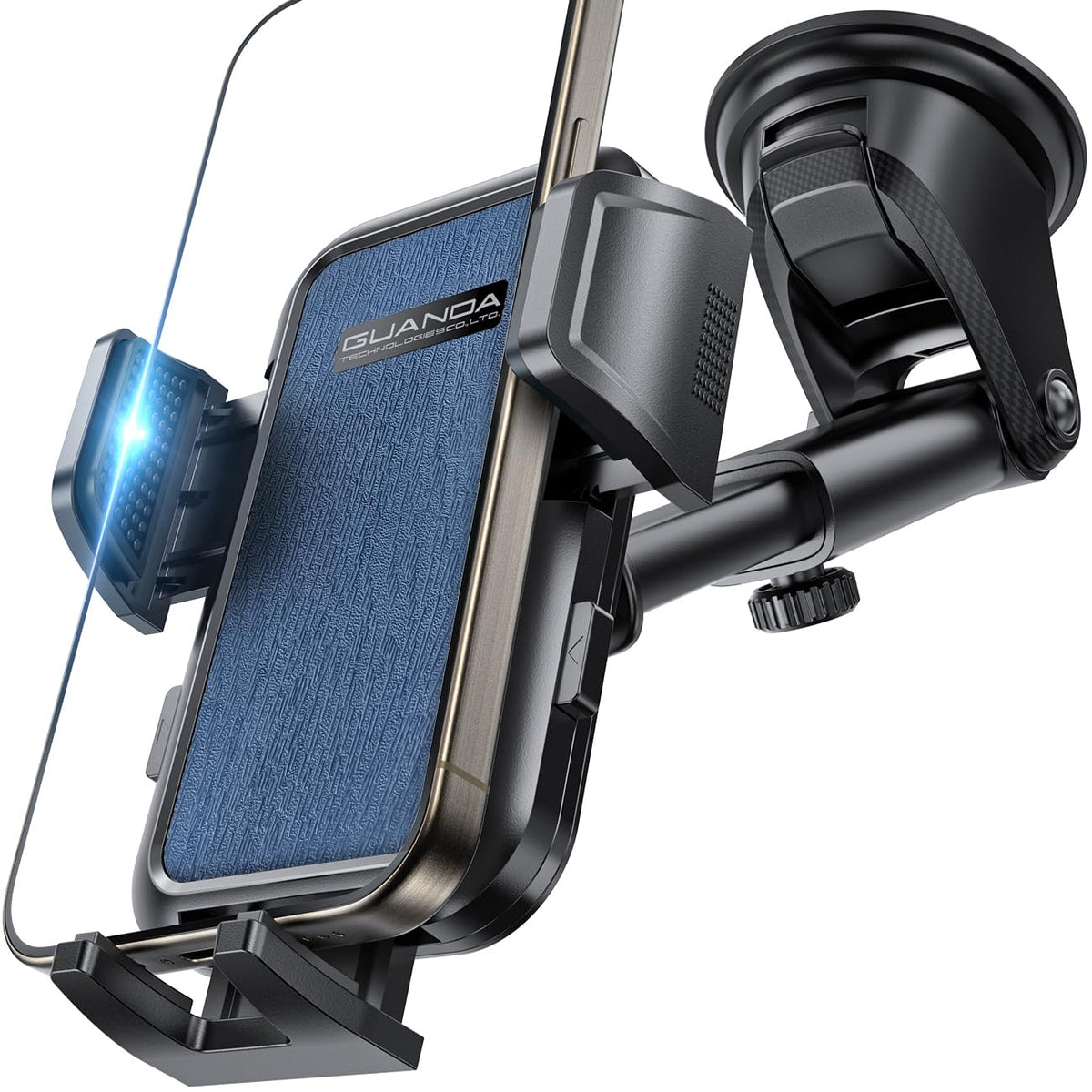 Air Vent Car Phone Holder, Adjustable Wide Clamp, Metal Hook, Anti-Shake