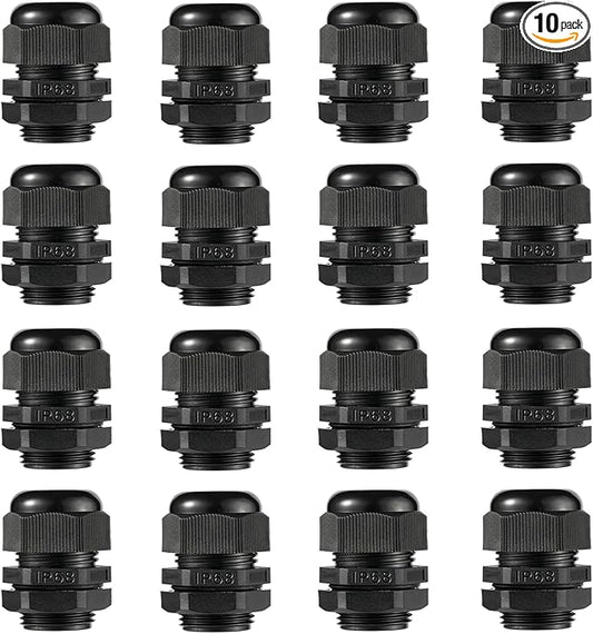 PENGLIN Cable Glands 3/4" NPT Nylon Cable Connector, Strain Relief Cord Connector, IP68 Waterproof Adjustable Locknut(3/4 Inch (16-Pack))