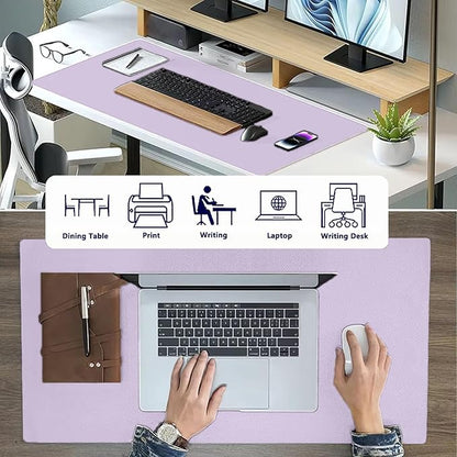 PU Leather Desk Pad Protector Gaming Mouse Pad Non Slip Desk Mat for Keyboard and Mouse Waterproof Desk Writing Pad for Office and Home Desk Accessories(Purple, 47.2 * 17.7)