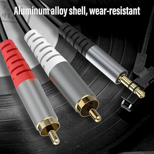 RCA to 3.5mm AUX Cable, (1M/3.3Feet) 3.5mm 1/8 to RCA 2-Male Headphone Jack Adapter Y Splitter Premium Stereo Audio Cord for Smartphones, Tablets, HDTV,or MP3 Players, Speakers