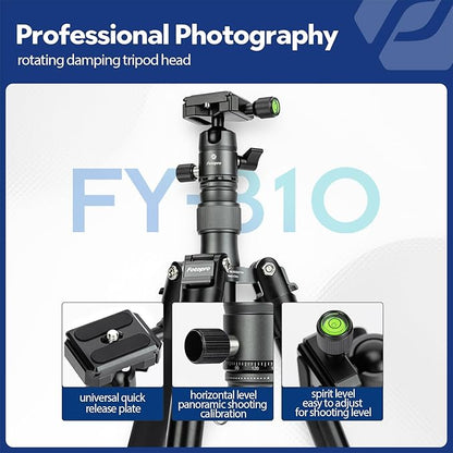 Fotopro Mini Tripod with Ball Head Phone Mount Detachable Selfie Stick Folded only 8.6" Max Load up to 6.6 lbs FY-810 Grey