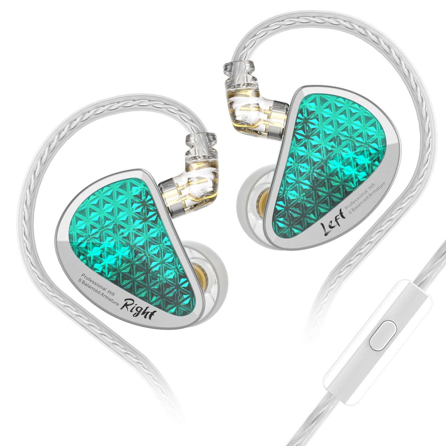 KZ AS16 Pro 8 Balance Armatures in-Ear Earphone,Pro HiFi IEMs Music Earbuds for Studio Recording,Stereo Sound Gaming Earbuds Positioning in Ear Headphones with Microphone Wired(Cyan,with Mic)