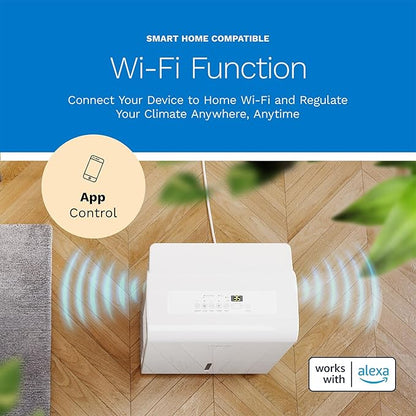 hOmeLabs 50 Pint Wi-Fi Dehumidifier with Pump for up to 7,000 Sq Ft (MAX 120 Pint at 95°F, 90% RH) – High Capacity Moisture Removal for Large Rooms, Offices, and Basements