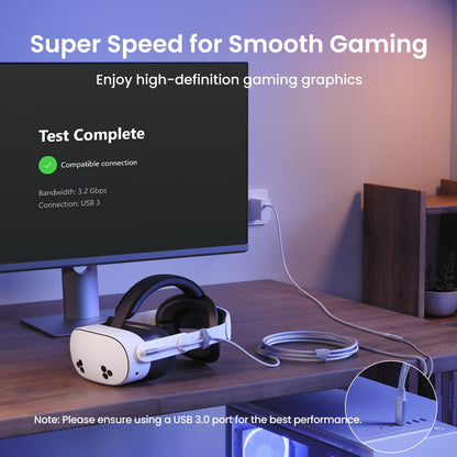 KIWI design Link Cable with Charging 16FT, USB 3.0 to USB C, White