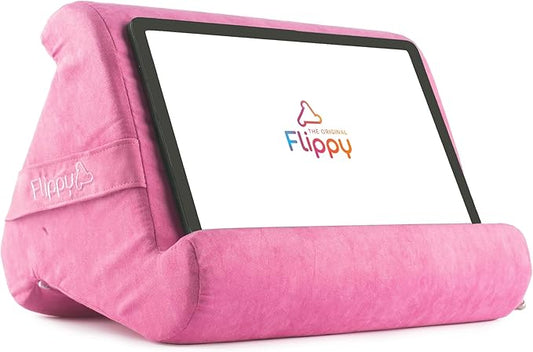 Flippy Original Tablet Pillow Stand & iPad Holder, Gift for Book Lovers & Readers, Multi-Angle Stand with Storage for Lap, Desk & Bed, Compatible with Kindle, Fire, iPad & Samsung, in the Pink Baby