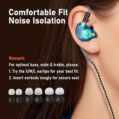 Vibes 202 Wired Earbuds - HiFi in Ear Monitor Headphones – Professional Noise-Isolating Ear Buds - Clear Sound, Deep Bass & Comfort-Fit IEM Earphones - MMCX to 3.5mm, Silver Plated Cord, Carrying Case