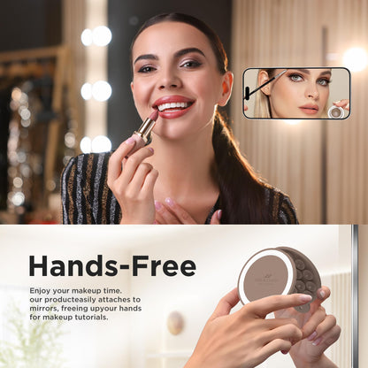 HSAOHD Magnetic Suction Cup Phone Mount with MagSafe, Silicone Hands-Free Grip Holder for iPhone Case and Android, Mirror Shower Phone Stand for Makeup FaceTime Gym Kitchen Bathroom, Light Brown