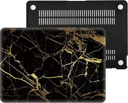 Black Gold Marble Laptop Cover Compatible with MacBook Air 13/13.3 Inch Case 2017 2016 2015 2014 2013 2012 2011 2010 A1466/A1369, AMCJJ Plastic Hard Shell Case & Keyboard Cover &Screen Protector