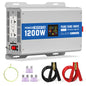 ASMONTRIC 3000W Pure Sine Wave Power Inverter 12V DC to 120V AC Converter 6000 Watt Peak Power Multi-Display Screen with 2 GFCI Outlet 30W USB and 18W Type-C for Car RV Truck Boat Off-Grid, Gray Blue