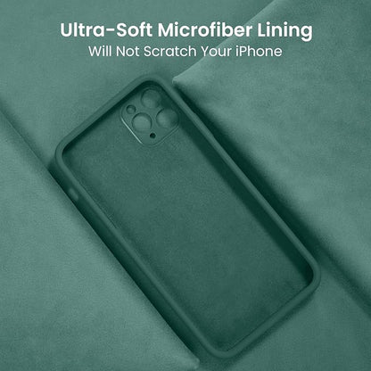 FireNova Designed for iPhone 13 Pro Case, Silicone Upgraded [Camera Protection] Phone Case with [2 Screen Protectors], Soft Anti-Scratch Microfiber Lining Inside, 6.1 inch, Midnight Green