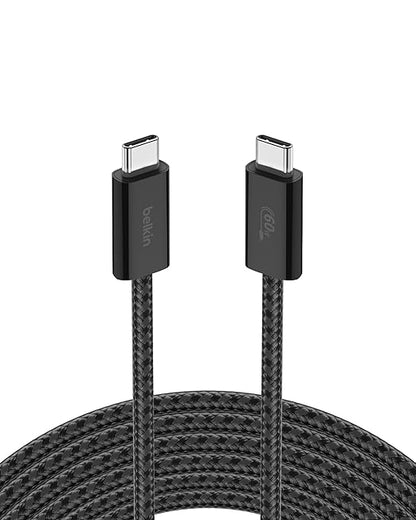 Belkin USB C to USB C Cable, 9.9ft, 60W - Type C Charger, iPhone Charger Cord, Soft, Braided, Flexible for iPhone 16, Galaxy S25, Pixel 9, Airpods, iPad Pro, Tablet & More, Travel Essentials - Black