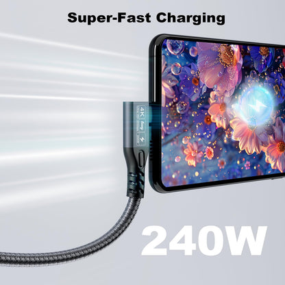 CABLEDECONN USB C 3.2 Gen-2 Extension 1M 3.3FT 90 Degree ElbowThunderbolt 3 240W Fast Charging Cable Male to Female Data Transfer 20Gbps 48V/5A 4K Video Cable Compatible with MacBook