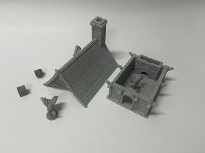 Medieval Miniature Building Terrain Set Compatible with Tabletop RPG War Games, Dioramas Building Set, Paintable, Gift for Tabletop Hobby Enthusiasts by HAUTICO (18mm Scale)