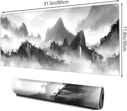 Galdas Gaming Mouse Pad XXL XL Large Long Extended Big Mousepad Non-Slip Rubber Keyboard Mouse Pad with Stitched Edges for Laptop Home Office (31.5x11.8x0.08 Inch) … (Black Ink)