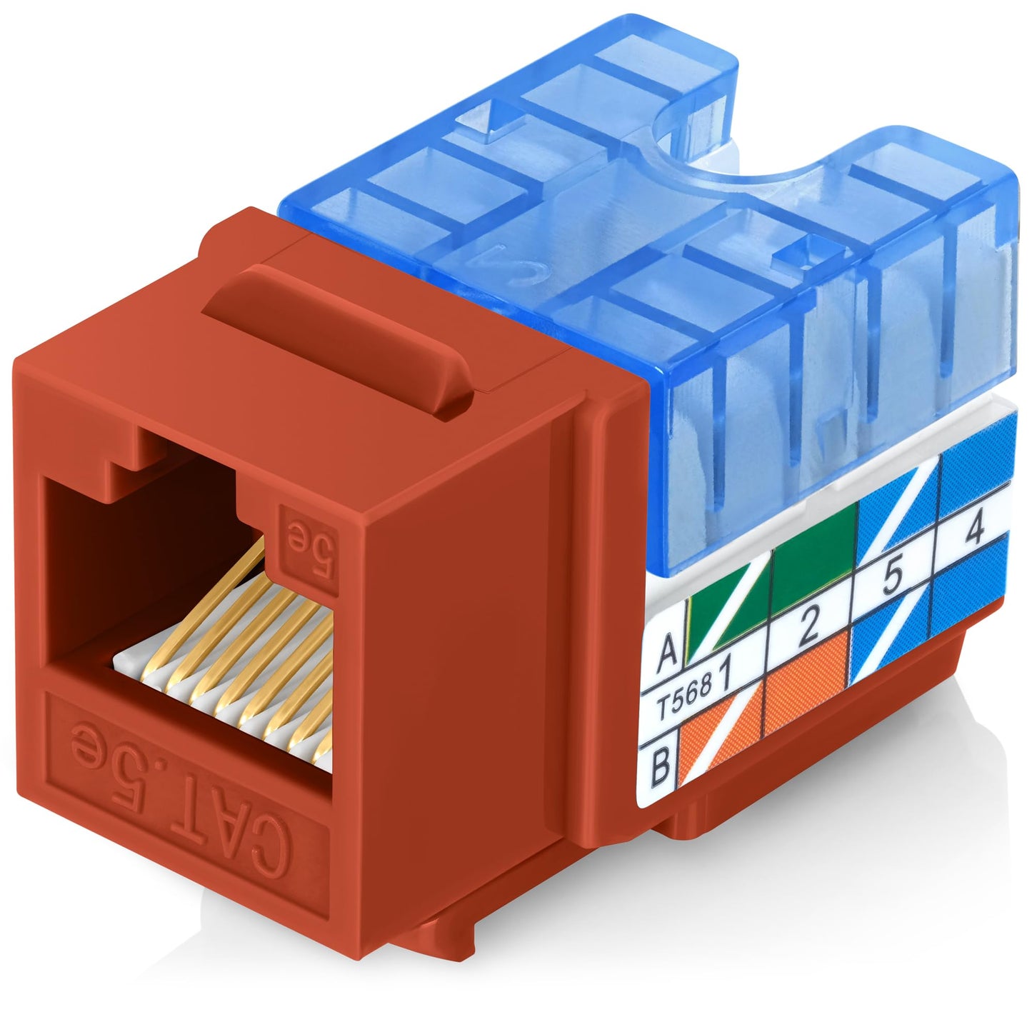 Everest 90 Degree RJ45 Cat5e Keystone Jacks Slim Profile 10-Pack Orange