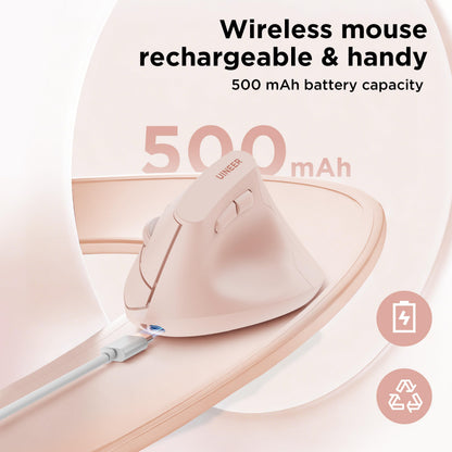 Uineer Vertical Ergonomic Mouse, Wireless Bluetooth Mouse, 3-Device,Quiet
