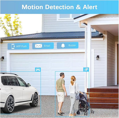【2-Way Audio & Super Night Vision】 Outdoor Wireless Security Camera System, Wireless DVR System, WiFi Video Surveillance, Home Security Cameras