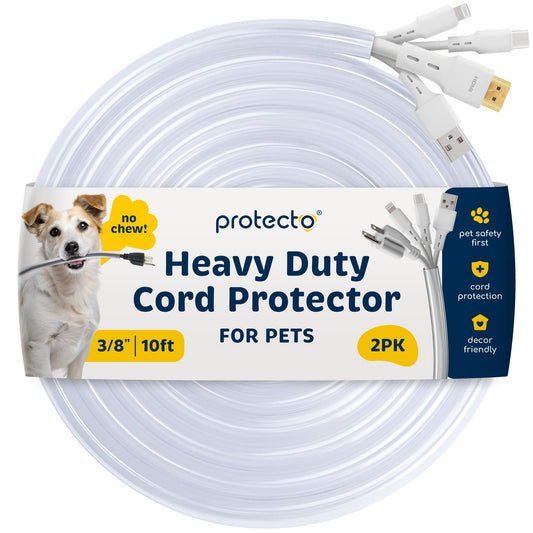 PROTECTO 2PK Heavy Duty 7ft Cord Protectors from Pets No Chew Solution 1/5"